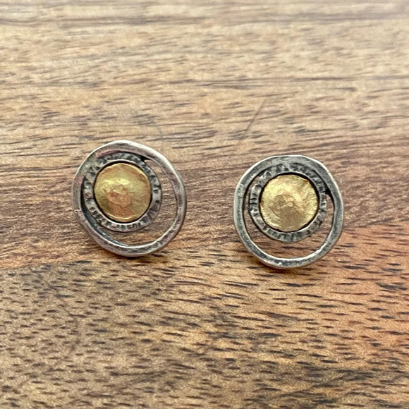 Vintage 925 Sterling Silver Round Open Cut Earrings - Picture 6 of 9